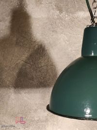Lampada a sospensione vintage a mezza sfera verde, Polonia anni '60 – miniatura 3