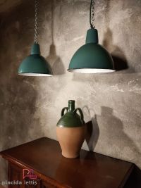 Lampada a sospensione vintage a mezza sfera verde, Polonia anni '60 – miniatura 20