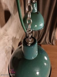 Lampada a sospensione vintage a mezza sfera verde, Polonia anni '60 – miniatura 19