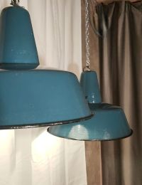 Lampada a sospensione vintage originale azzurra 41 cm, Polonia anni '60 – miniatura 26
