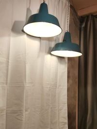 Lampada a sospensione vintage originale azzurra 41 cm, Polonia anni '60 – miniatura 8