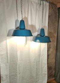 Lampada a sospensione vintage originale azzurra 41 cm, Polonia anni '60 – miniatura 2