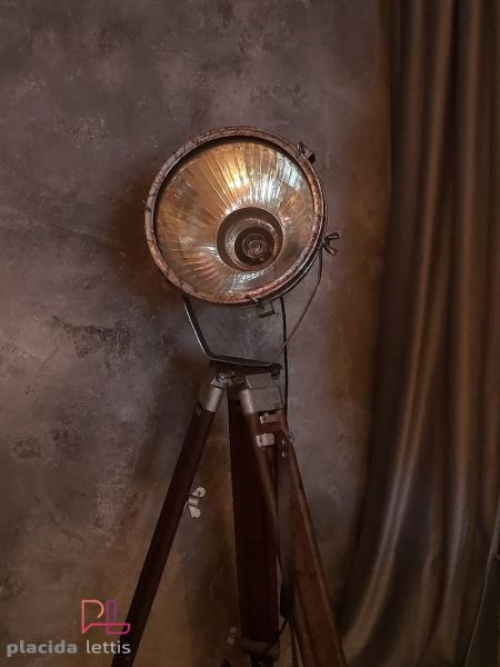 Faro da teatro vintage originale verde con specchio a raggi, Polonia