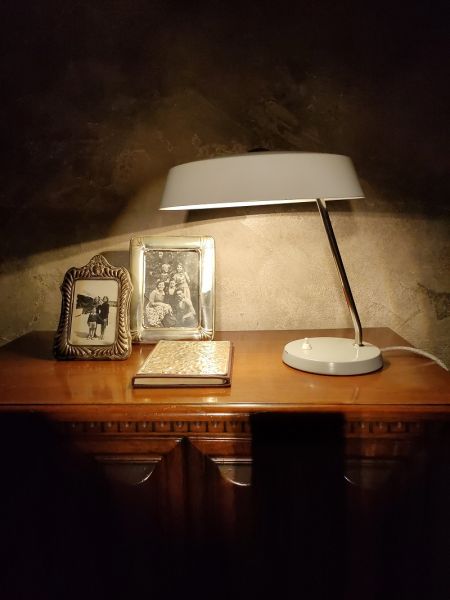 Lampada da scrivania vintage originale a disco, Ungheria anni '60