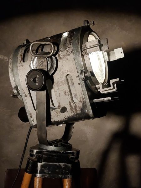 Spotlight da cinema vintage originale Spefika argento, Polonia anni '60