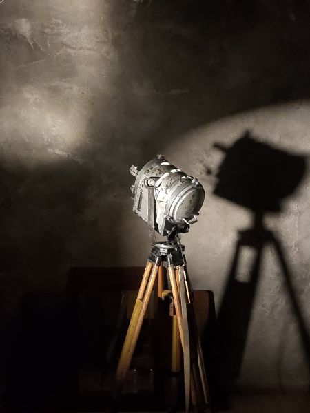 Spotlight da cinema vintage originale Spefika argento, Polonia anni '60