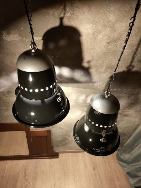 Lampada a sospensione vintage originale blu-nera, Ungheria anni '50