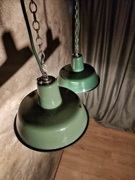 Lampada a sospensione vintage verde bottiglia 26 cm, Polonia anni '50-'70
