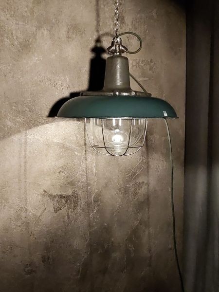 Lampada a sospensione vintage art déco verde bottiglia, design anni '30
