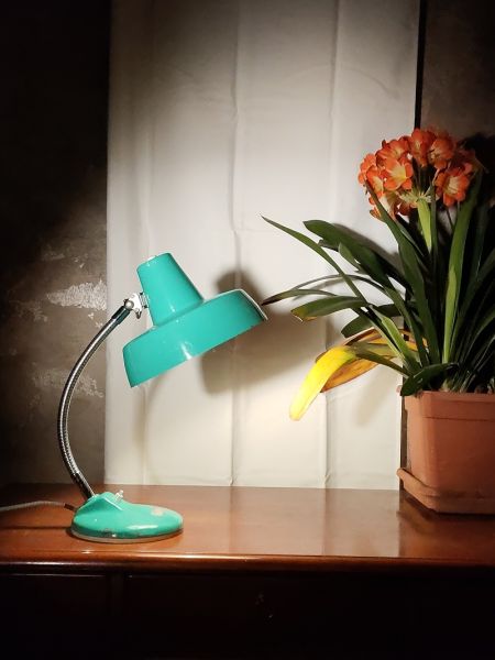 Lampada industriale da scrivania anni 60 - Color verde acqua