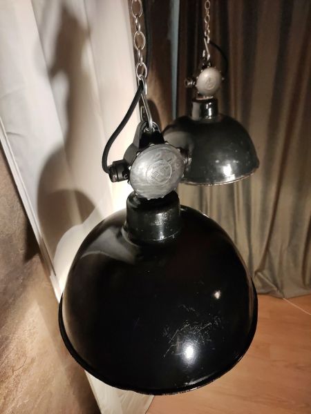Lampada a sospensione vintage originale nera, Germania Est anni '70