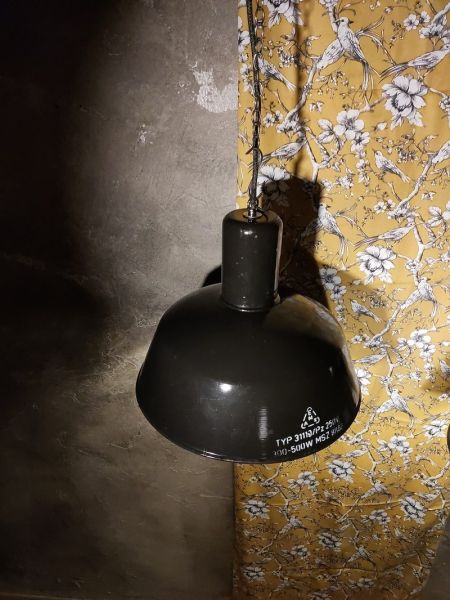 Lampada a sospensione vintage originale nera a falda lunga, 41 cm