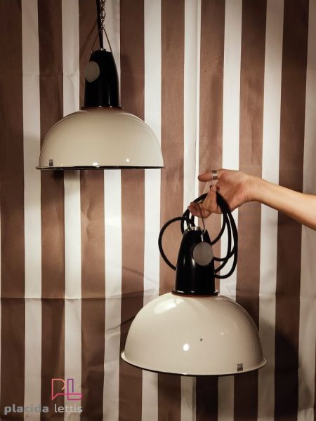 Lampada a sospensione vintage originale bianca e nera, URSS anni '70