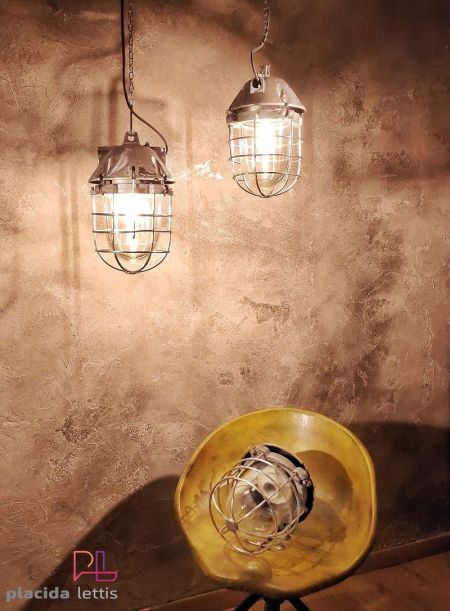 Lampada a sospensione vintage originale antideflagrante Polam, anni '70