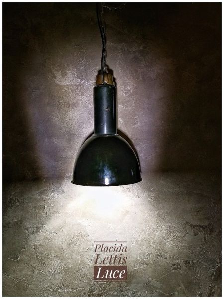 Lampada a sospensione vintage originale Bauhaus nera, anni '60