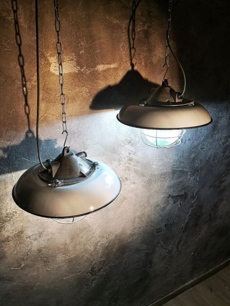Lampada a sospensione vintage originale a lanterna grigia, Polonia