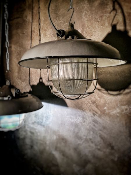Lampada a sospensione vintage originale a lanterna grigia, Polonia