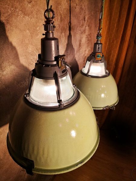 Grande lampada a sospensione vintage originale con top in vetro, anni '70