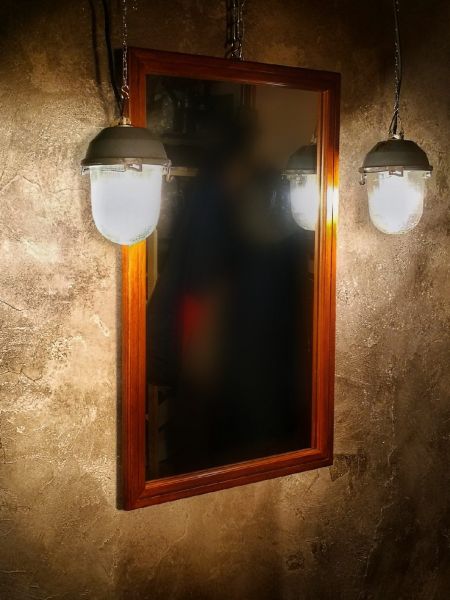 Lampada a sospensione vintage originale con vetro rigato, anni '70-'80