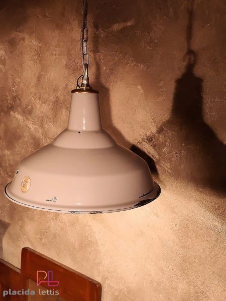 Lampada a sospensione vintage originale Benjamin RLM smaltata, anni '50